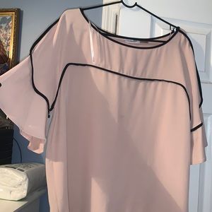 Baby pink Calvin Klein blouse with black trim